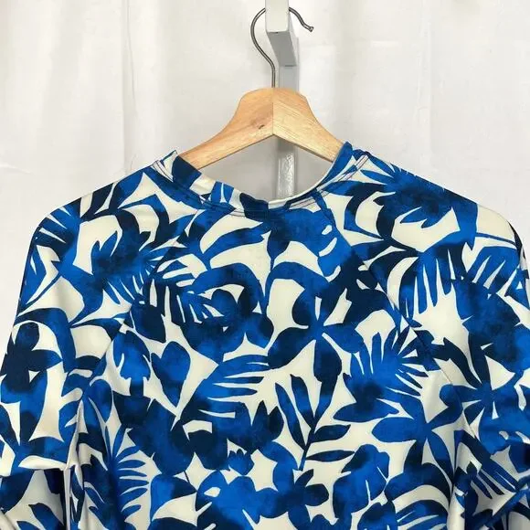 TITLE NINE Aquatic Life Rash Guard Long Sleeve Swim Top Hanalei Floral Blue S - Picture 7 of 11